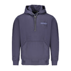 Blue cotton men's sweater by Napapijri with a crew neckline and relaxed fit, displayed on a plain background.