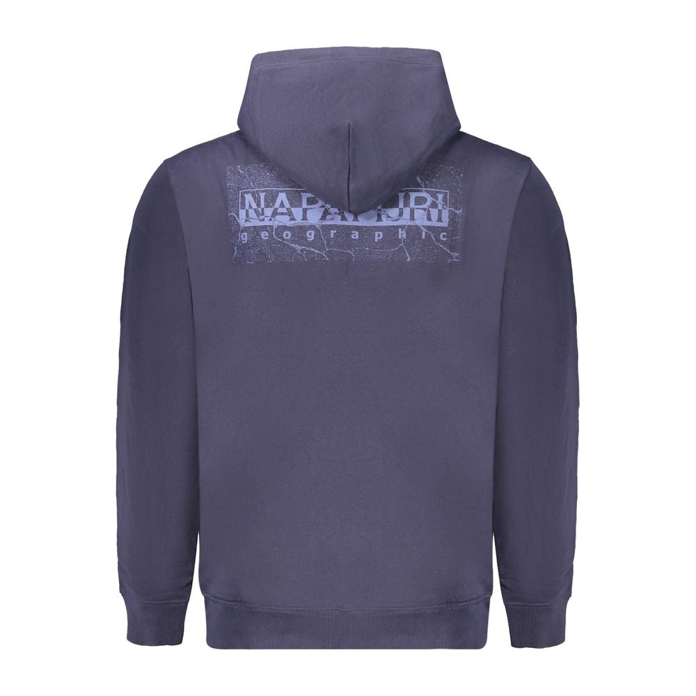 Napapijri blue cotton men's sweater with crew neck and ribbed cuffs, casual knit design, front view.
