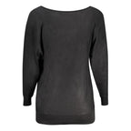 Black Guess Jeans viscose women's sweater with a relaxed fit, showcasing soft fabric and stylish design.