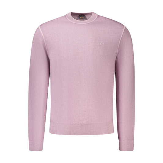 Hugo Boss Purple Wool Men Sweater Hugo Boss
