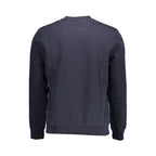 Napapijri blue cotton men's sweatshirt with a crew neck and relaxed fit, displayed on a plain background.