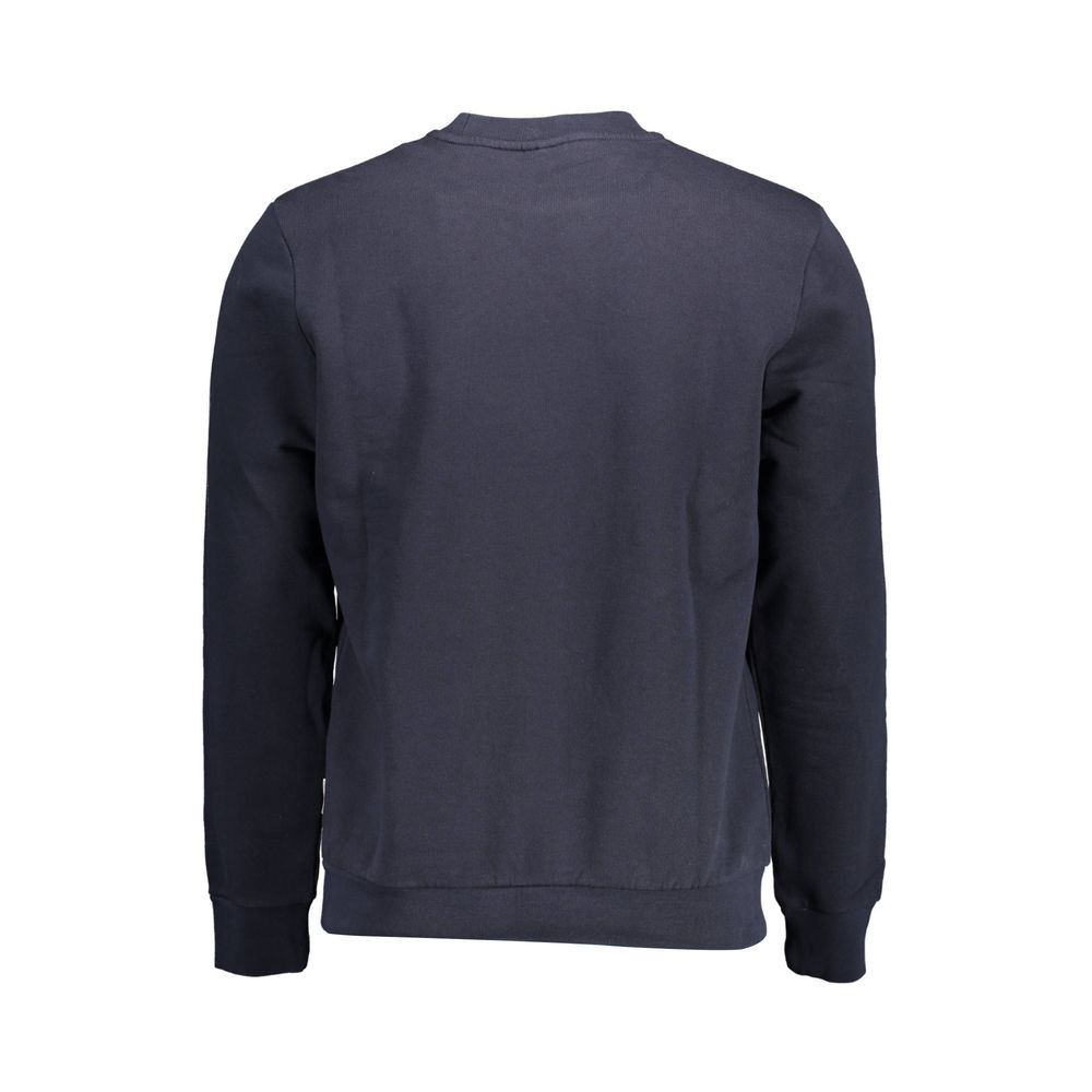 Napapijri blue cotton men's sweatshirt with a crew neck and relaxed fit, displayed on a plain background.