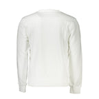 Cavalli Class Bianco cotton men's sweatshirt with a relaxed fit and ribbed cuffs, featuring the Cavalli Class logo on the chest.