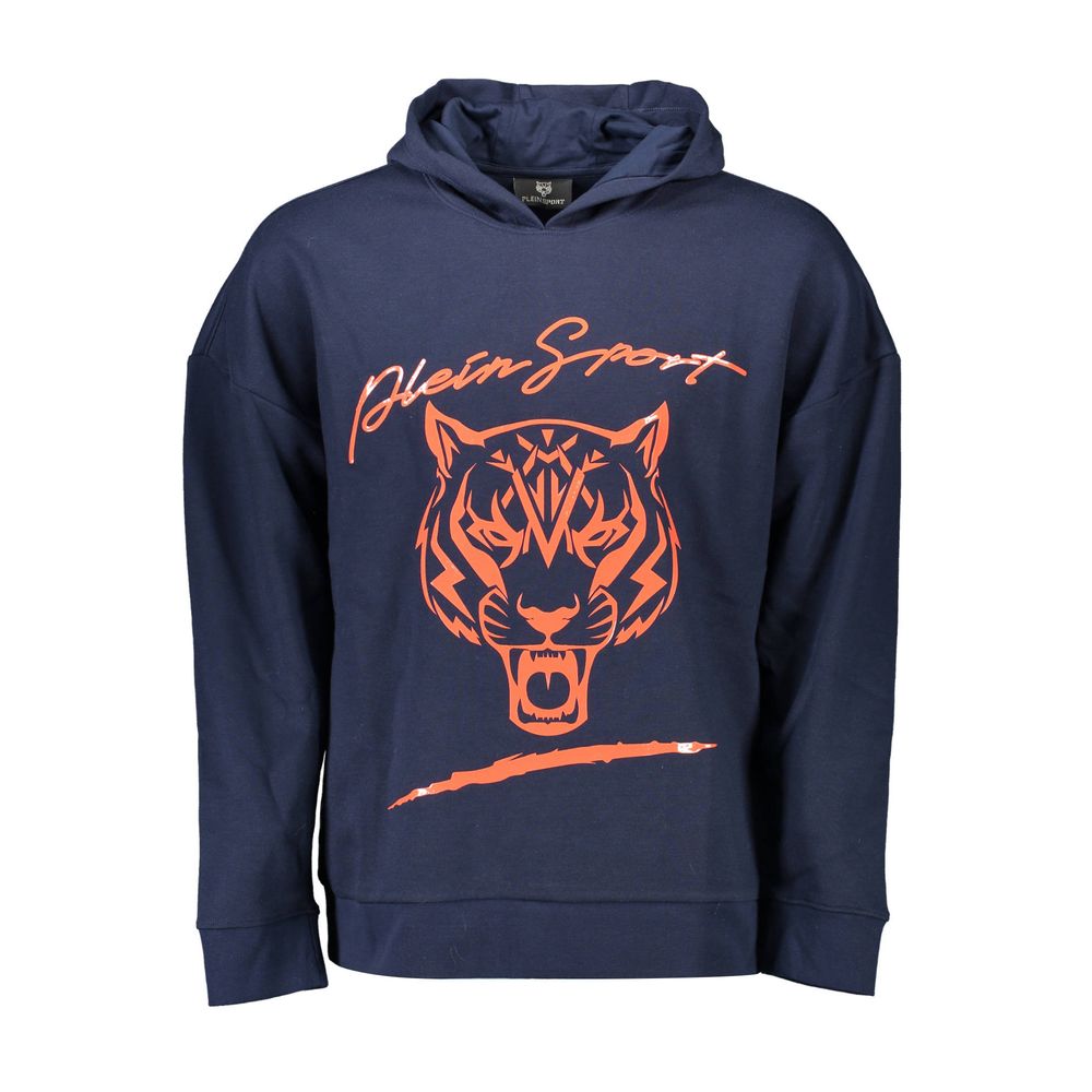 Blue cotton men's sweatshirt by Plein Sport featuring a casual fit and subtle branding, ideal for athletic or everyday wear.