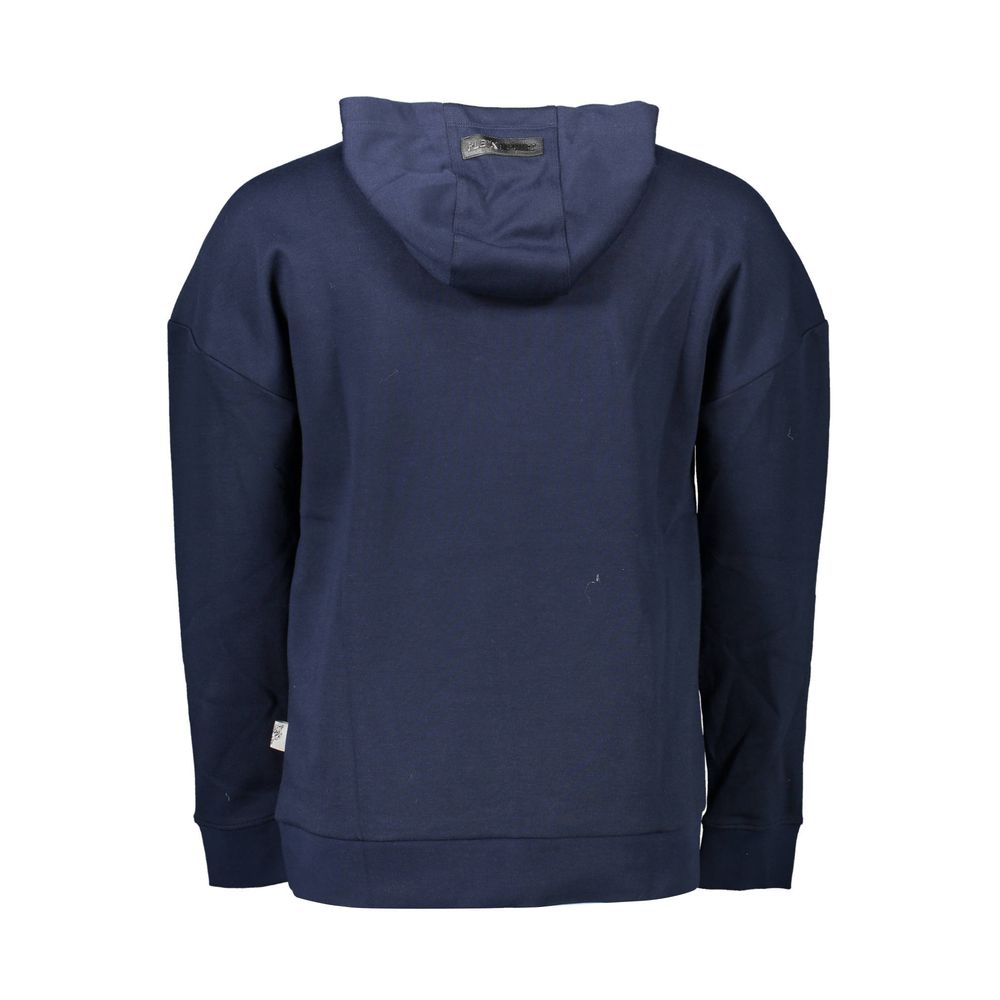 Blue cotton men's sweatshirt by Plein Sport featuring a relaxed fit and casual style, shown on a plain background.