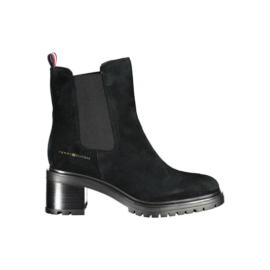 Tommy Hilfiger Black Leather Women Boot Tommy Hilfiger