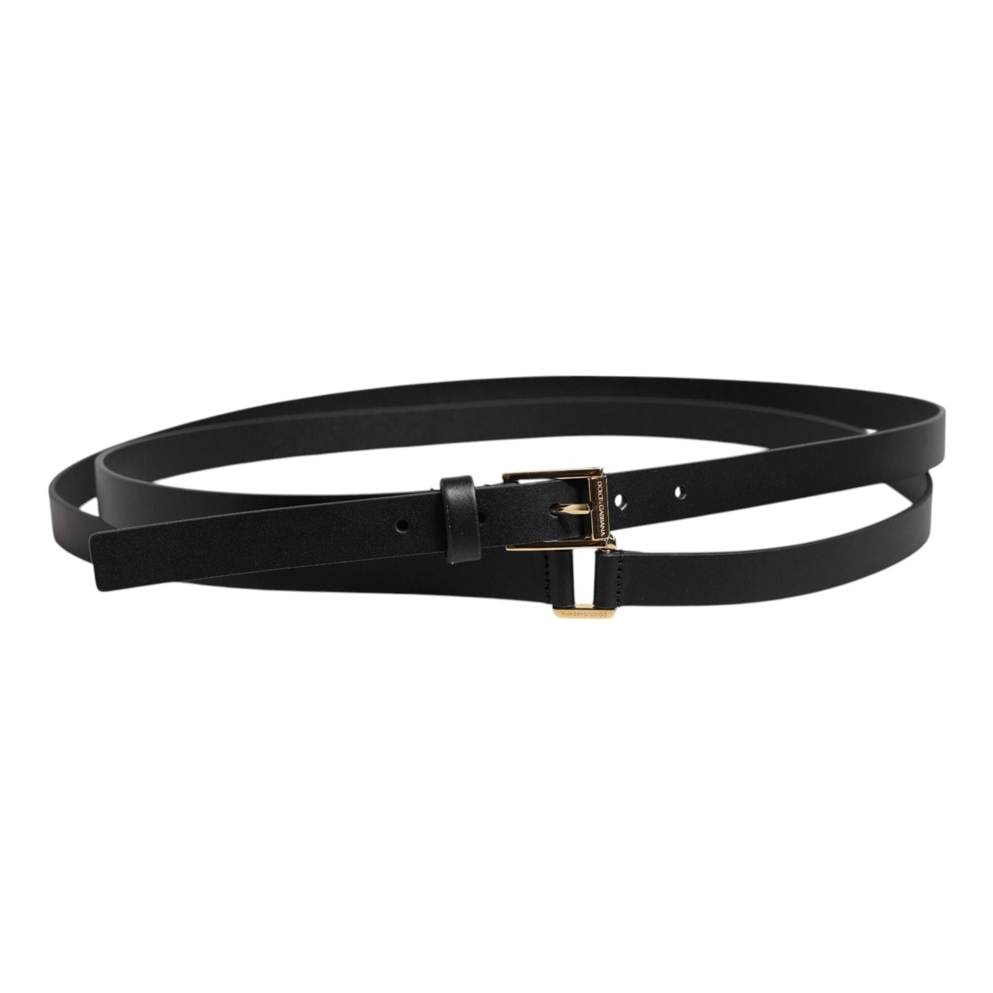 Dolce & Gabbana Black Classic Gold Metal Logo Buckle Belt