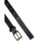 Dolce & Gabbana Black Classic Gold Metal Logo Buckle Belt