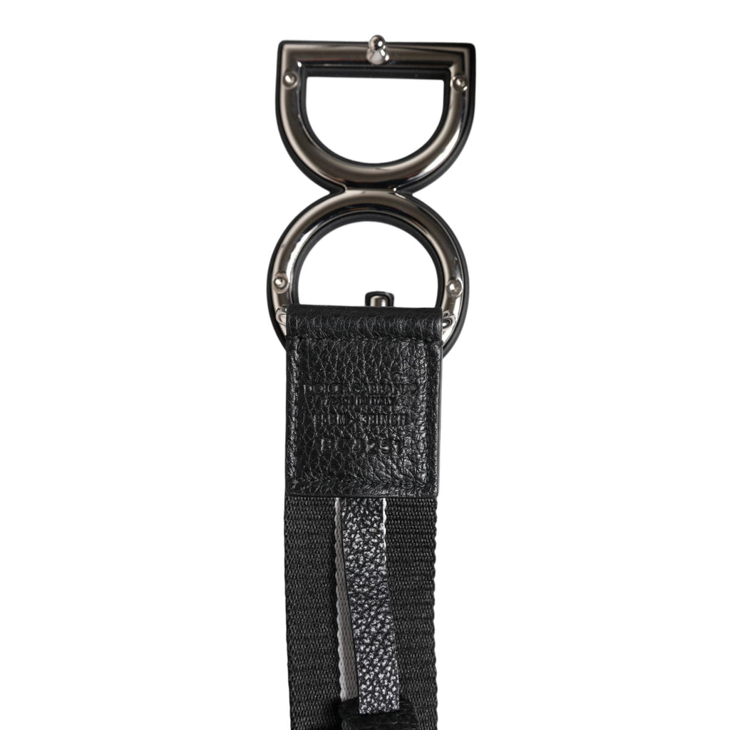 Dolce & Gabbana Black Polyester Logo Print DG Buckle Belt