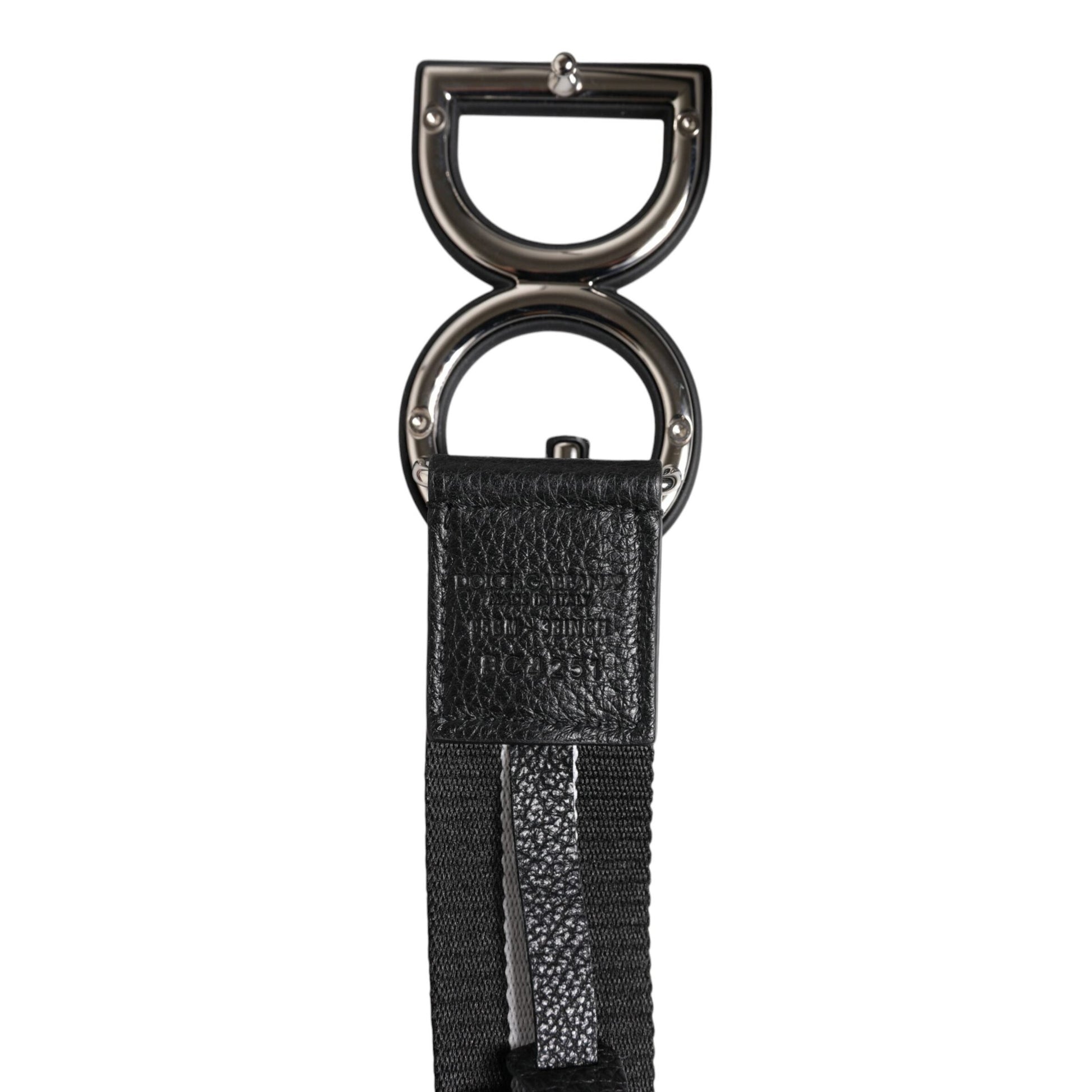 Dolce & Gabbana Black Polyester Logo Print DG Buckle Belt