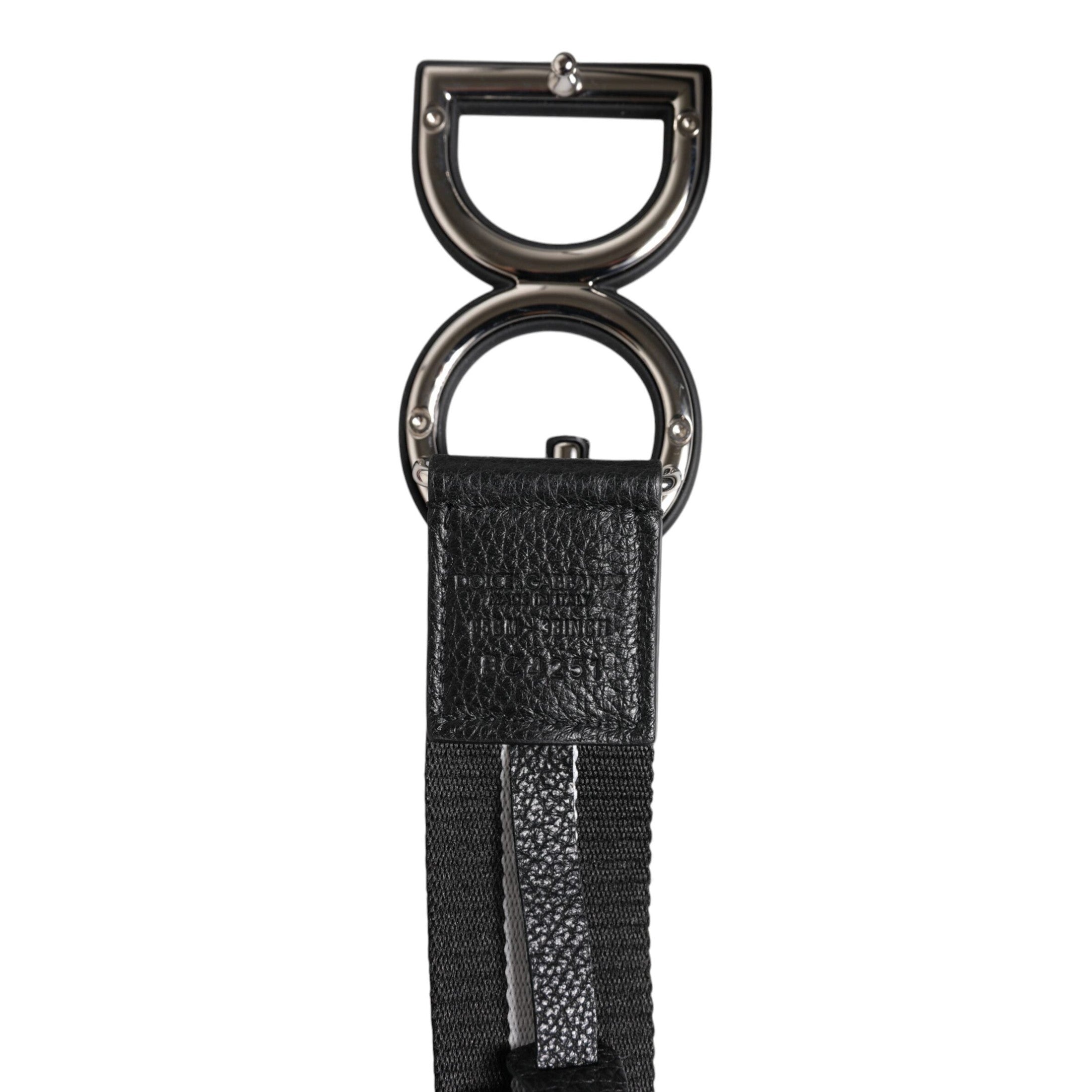 Dolce & Gabbana Black Polyester Logo Print DG Buckle Belt