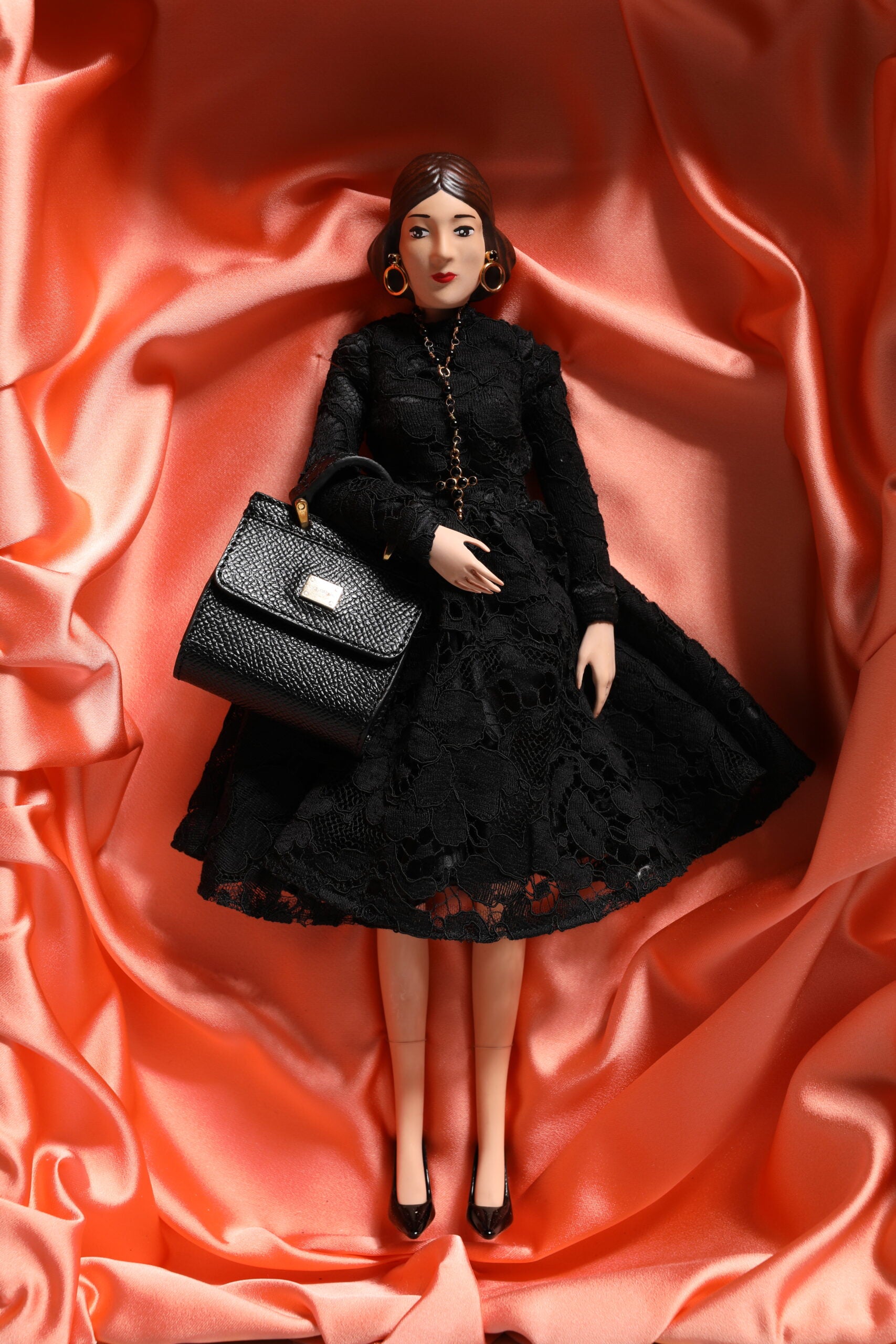 Dolce & Gabbana Black Dress Ceramic Porcelain Fashion Leather Sicily Dolls Dolce & Gabbana