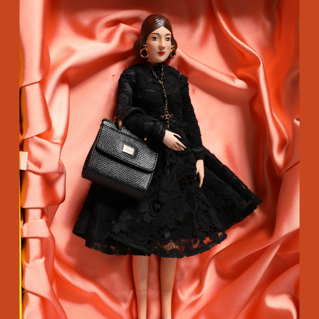 Dolce & Gabbana Black Dress Ceramic Porcelain Fashion Leather Sicily Dolls