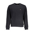 Black cotton men's sweatshirt by Napapijri with a casual fit and minimal branding, shown on a plain background.