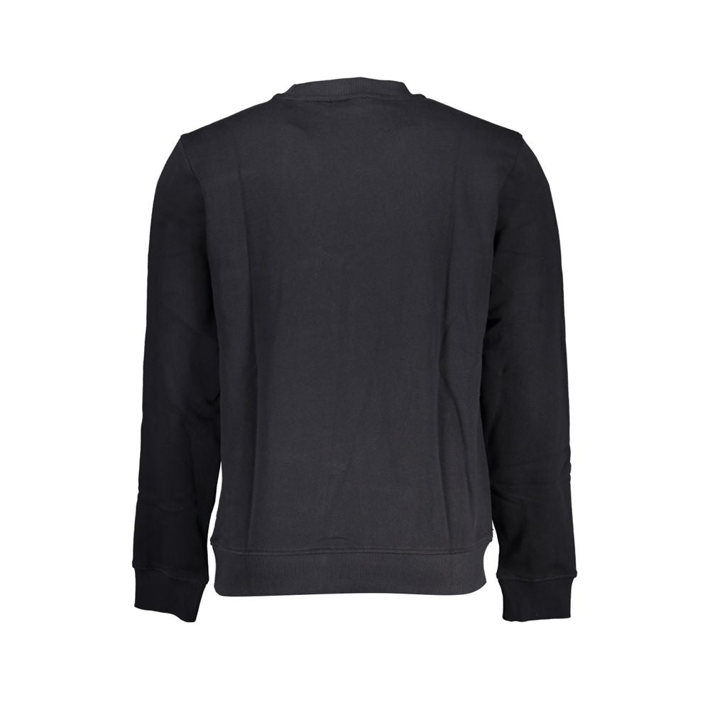 Black Napapijri men's cotton sweatshirt with a relaxed fit and crew neckline, displayed on a plain background.