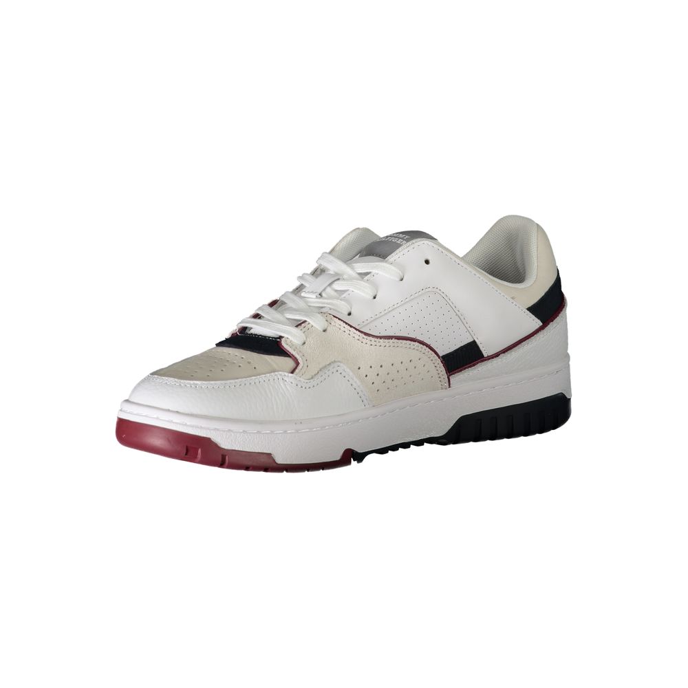 Tommy Hilfiger Bianco men's polyurethane sneaker with white design, laces, and sporty casual style.