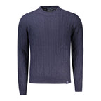 Black North Sails wool men's sweater with a crew neckline and ribbed cuffs, displayed on a plain background.