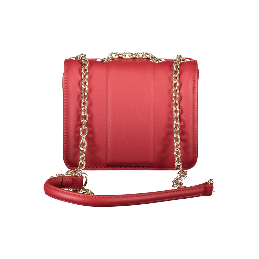 Red Mario Valentino women's polyurethane bag with sleek design and top handle, stylish accessory for everyday use.