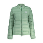 North Sails Verde Poliammide women's jacket displayed on a hanger, featuring a lightweight, waterproof design with a hood.