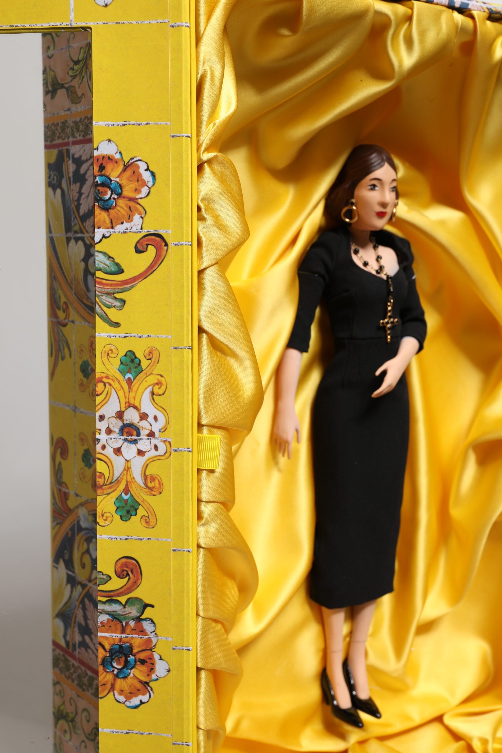 Dolce & Gabbana Black Dress Ceramic Porcelain Fashion Leather Sicily Dolls Dolce & Gabbana