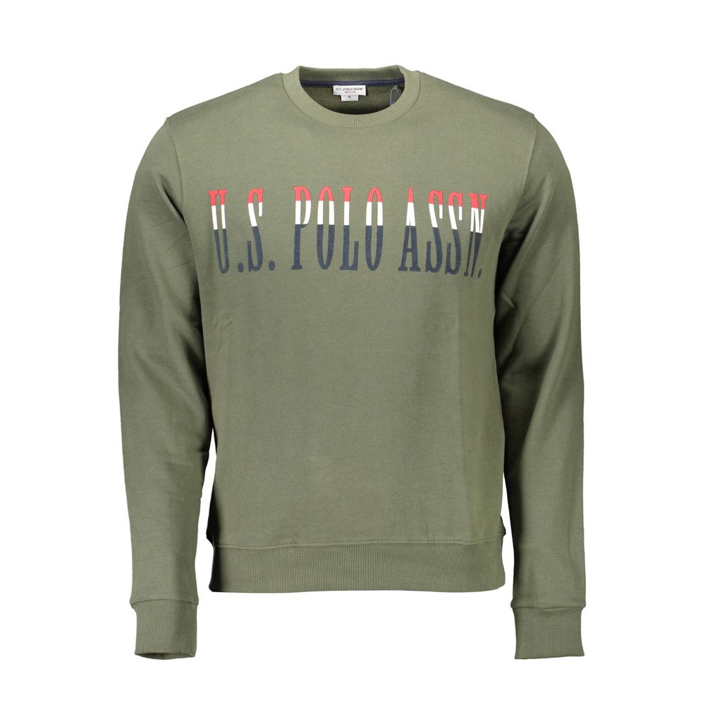 Green cotton men's sweatshirt by U.S. POLO ASSN., featuring a classic crewneck design and relaxed fit.