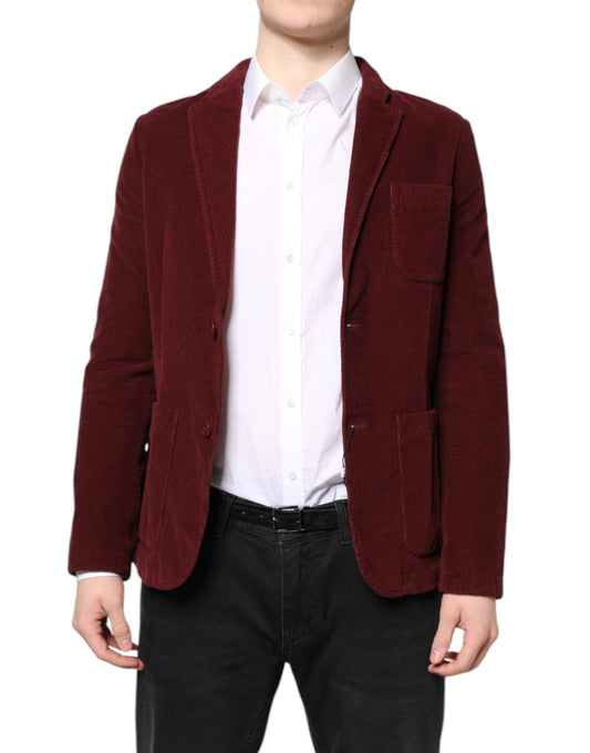 GF Ferre Maroon Corduroy Regular Fit Men Coat Blazer Jacket GF Ferre