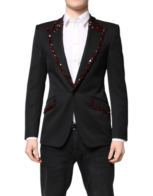 Dolce & Gabbana Black SICILIA CrystalEmbellished Coat Blazer Dolce & Gabbana