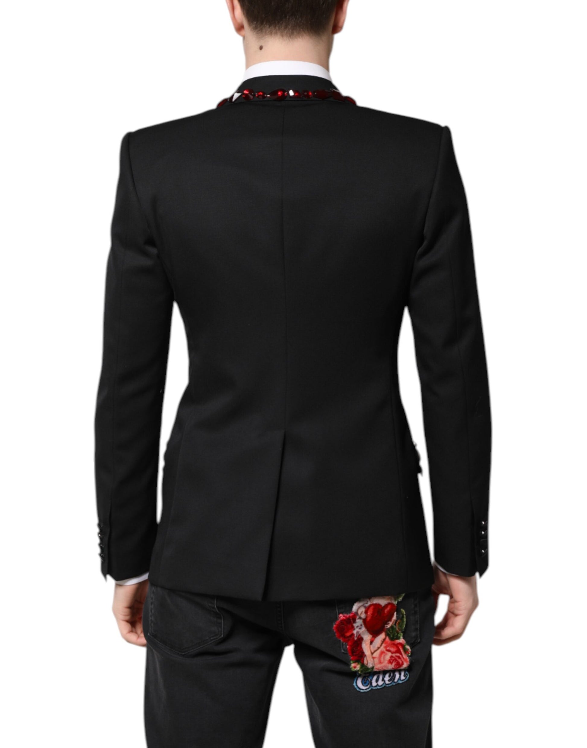 Dolce & Gabbana Black SICILIA CrystalEmbellished Coat Blazer Dolce & Gabbana