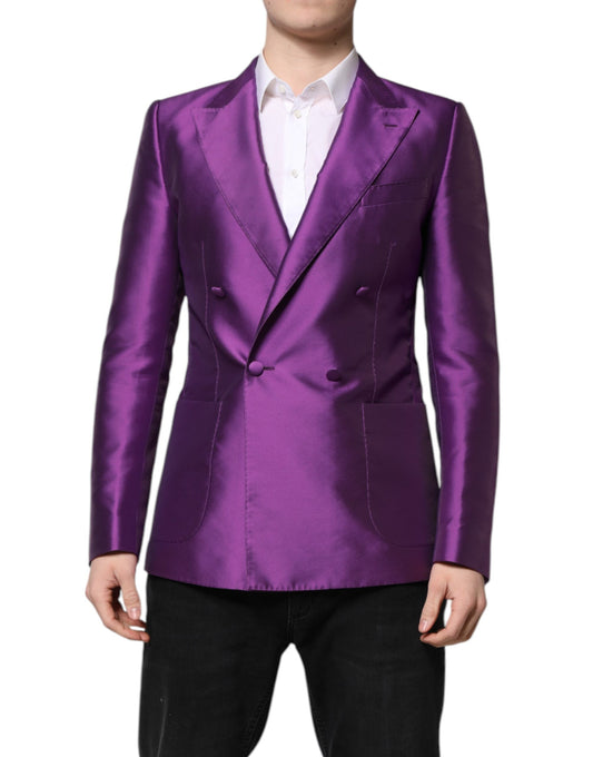 Dolce & Gabbana Purple Double Breasted Men Suit Coat Blazer Dolce & Gabbana