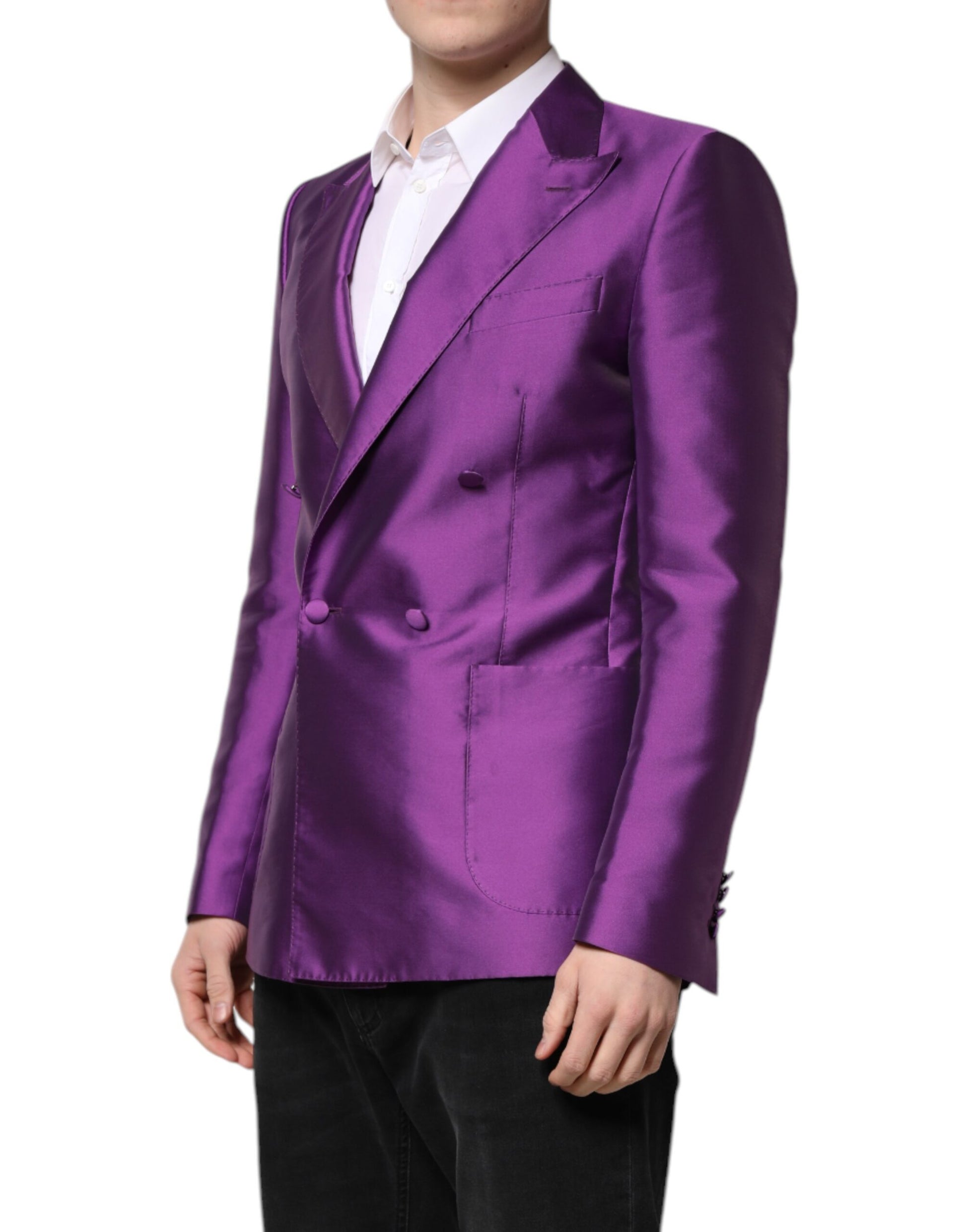 Dolce & Gabbana Purple Double Breasted Men Suit Coat Blazer Dolce & Gabbana