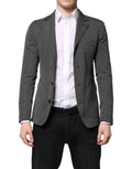 Dark gray and white patterned Dolce & Gabbana men's suit blazer, tailored with a classic fit and stylish design.