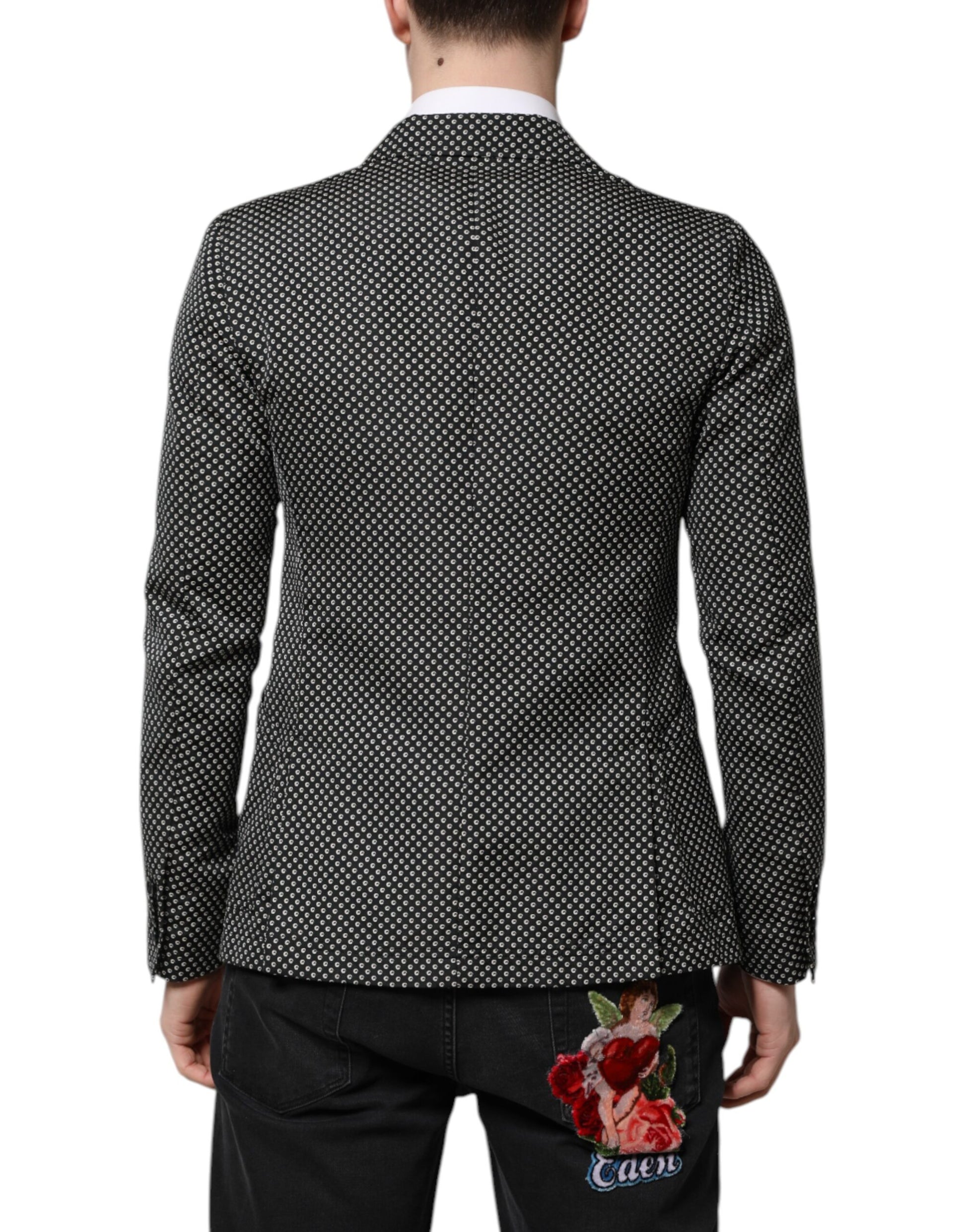 Dolce & Gabbana Black White Patterned Men Suit Coat Blazer Dolce & Gabbana