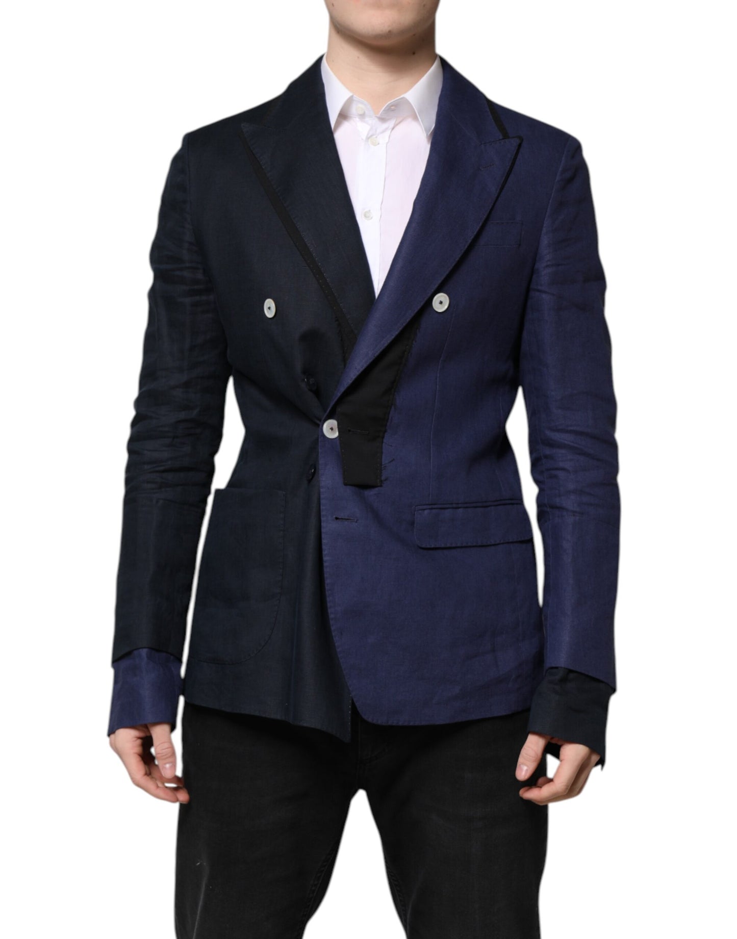 Dolce & Gabbana Navy Blue Double Breasted Suit Coat Blazer Dolce & Gabbana