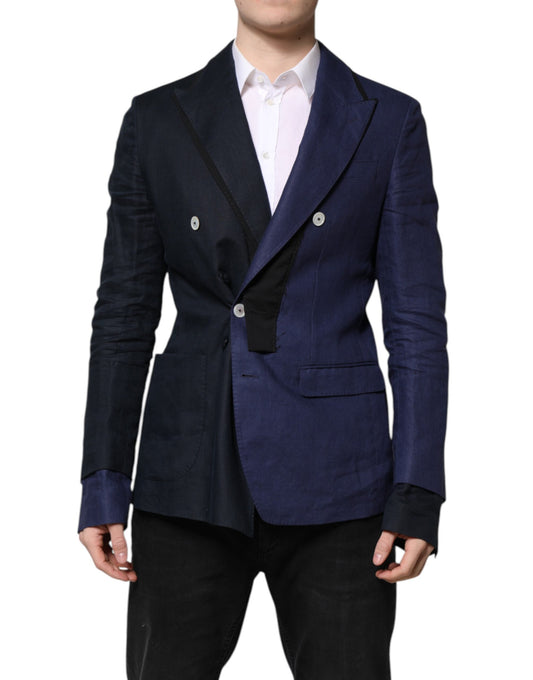 Dolce & Gabbana Navy Blue Double Breasted Suit Coat Blazer Dolce & Gabbana