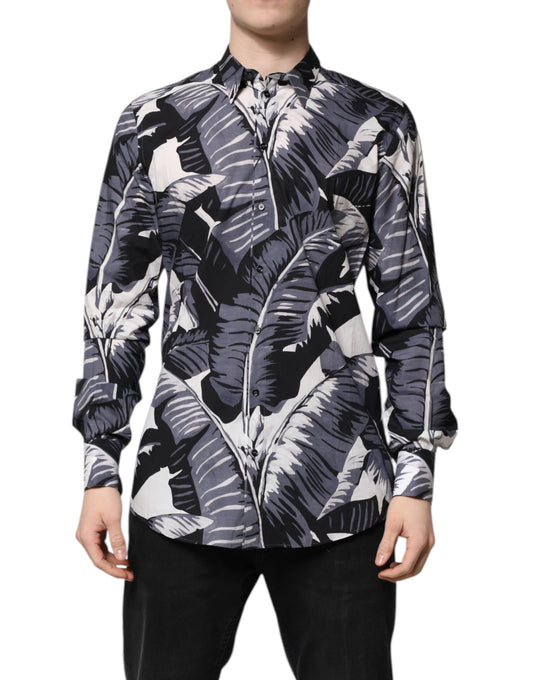 Dolce & Gabbana Multicolor GOLD Cotton Banana Leaf Print Shirt Dolce & Gabbana
