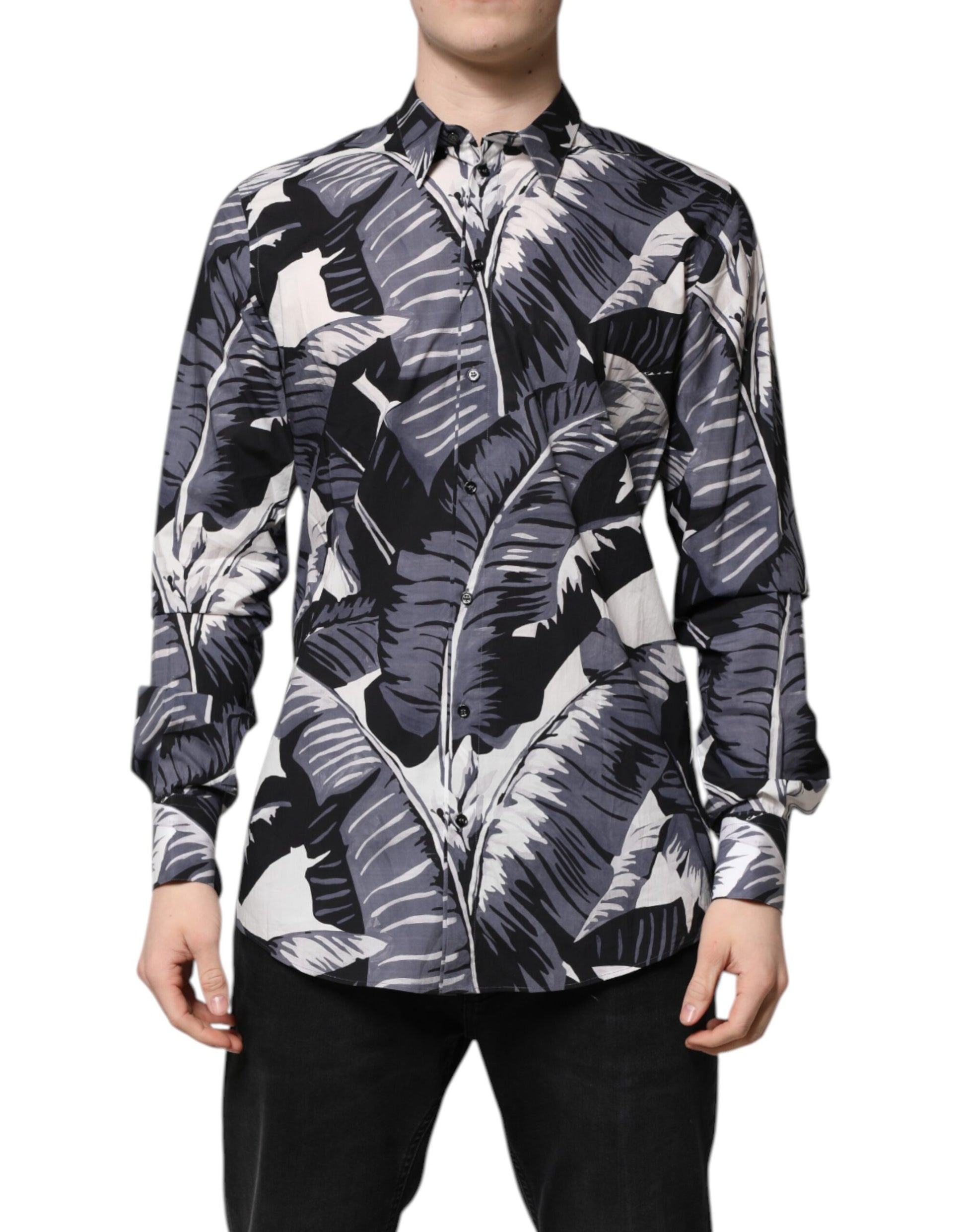 Dolce & Gabbana Multicolor GOLD Cotton Banana Leaf Print Shirt Dolce & Gabbana
