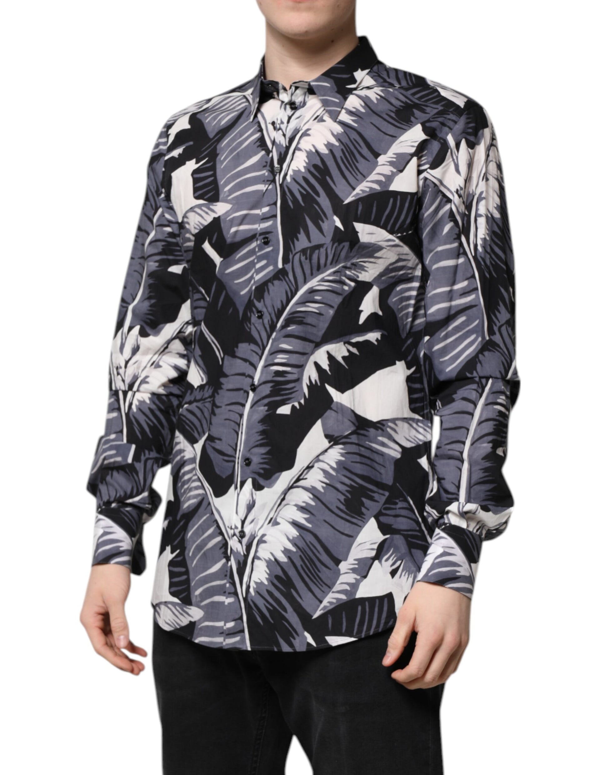 Dolce & Gabbana Multicolor GOLD Cotton Banana Leaf Print Shirt Dolce & Gabbana