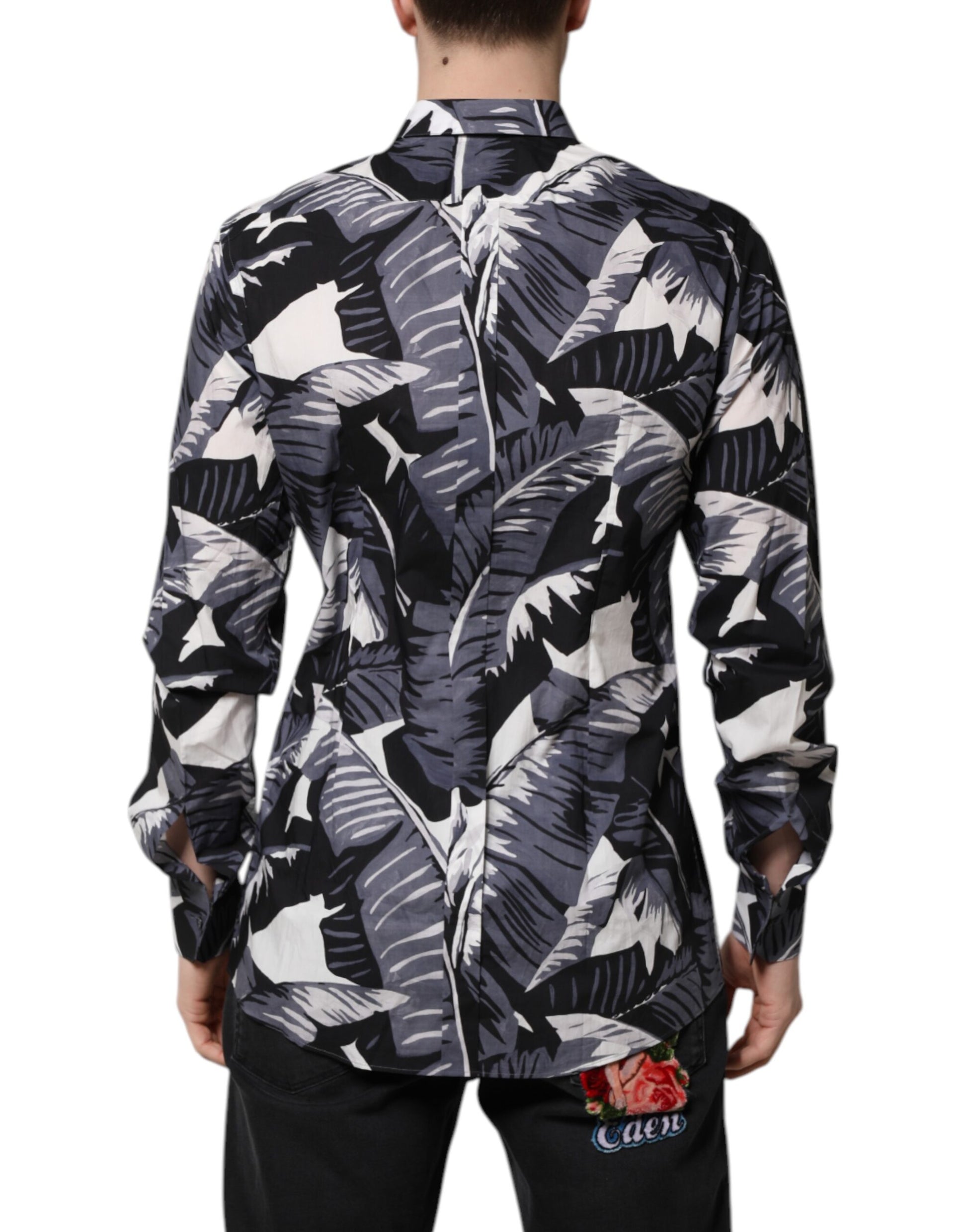 Dolce & Gabbana Multicolor GOLD Cotton Banana Leaf Print Shirt Dolce & Gabbana