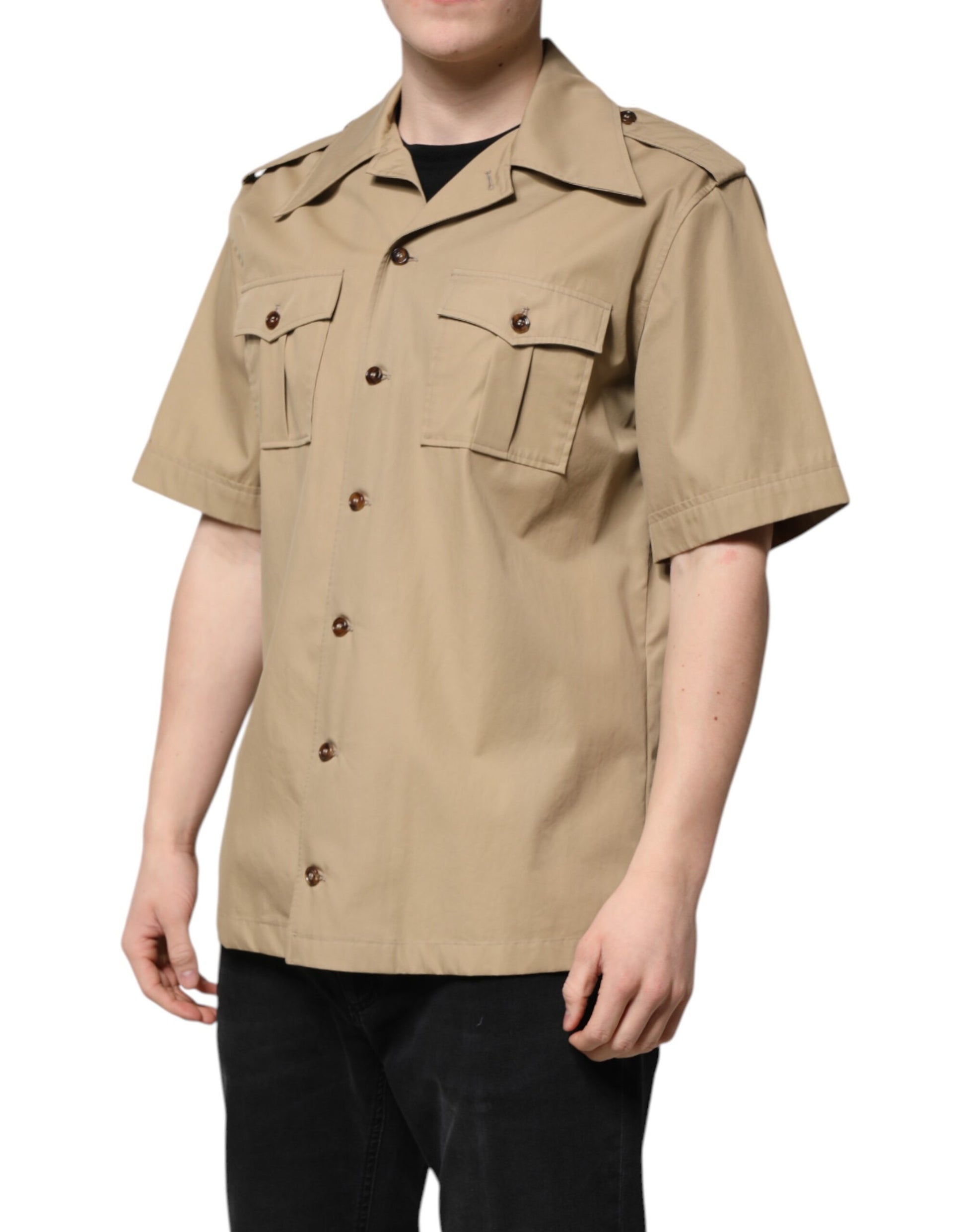 Dolce & Gabbana Brown Graphic Print Short Sleeves Shirt Dolce & Gabbana