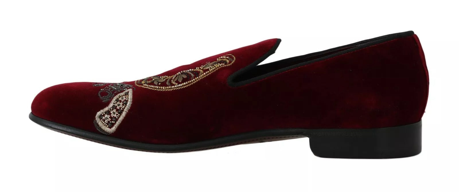 Dolce & Gabbana Bordeaux Velvet Loafers Gun Horseshoe Shoes Dolce & Gabbana