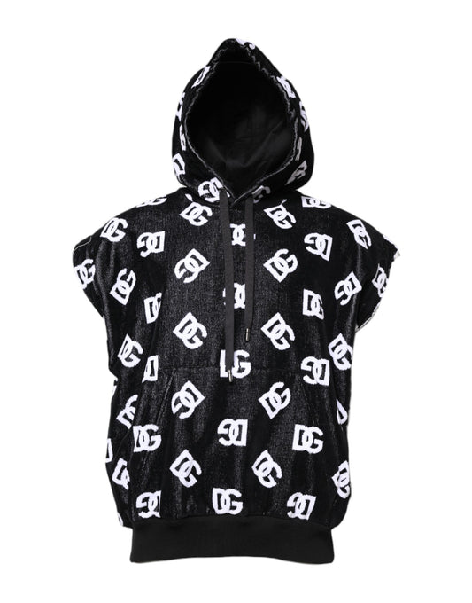 Dolce & Gabbana Black DG Cotton Hooded Sleeveless Sweater Dolce & Gabbana