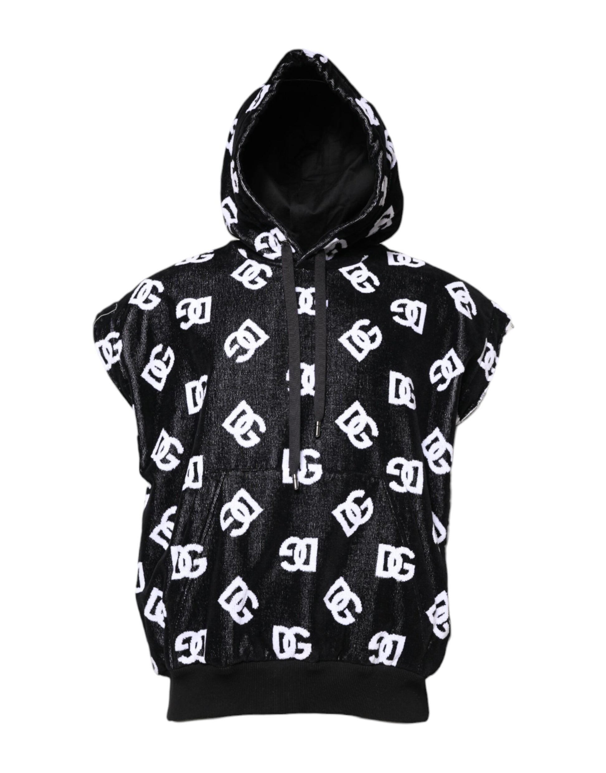 Dolce & Gabbana Black DG Cotton Hooded Sleeveless Sweater Dolce & Gabbana