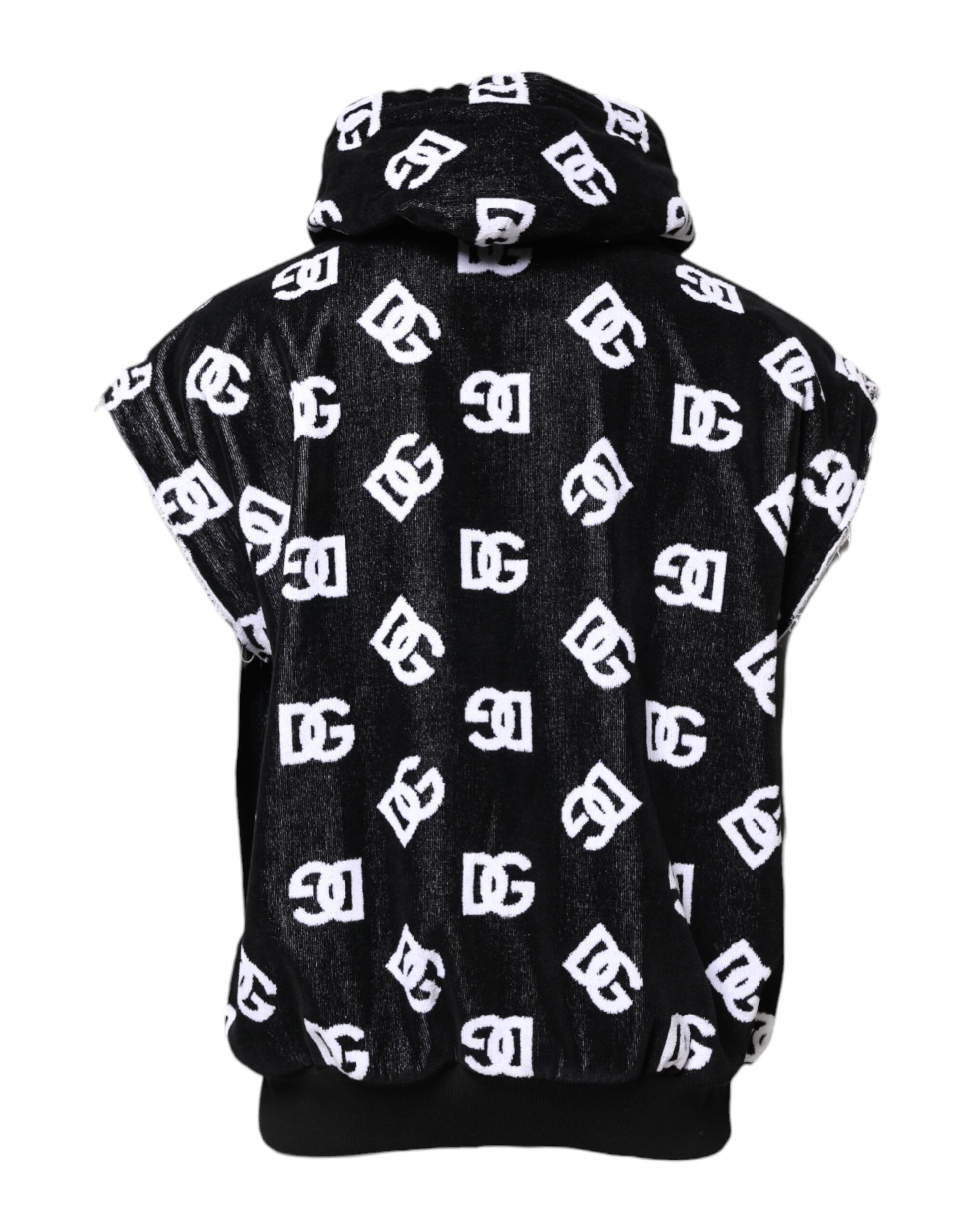 Dolce & Gabbana Black DG Cotton Hooded Sleeveless Sweater Dolce & Gabbana