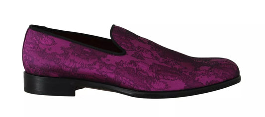 Dolce & Gabbana Purple Jacquard Loafers Dress Formal Shoes Dolce & Gabbana