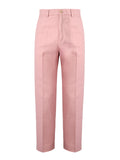 Light pink Gucci cotton pants with a relaxed fit, featuring a sleek design and subtle branding details.