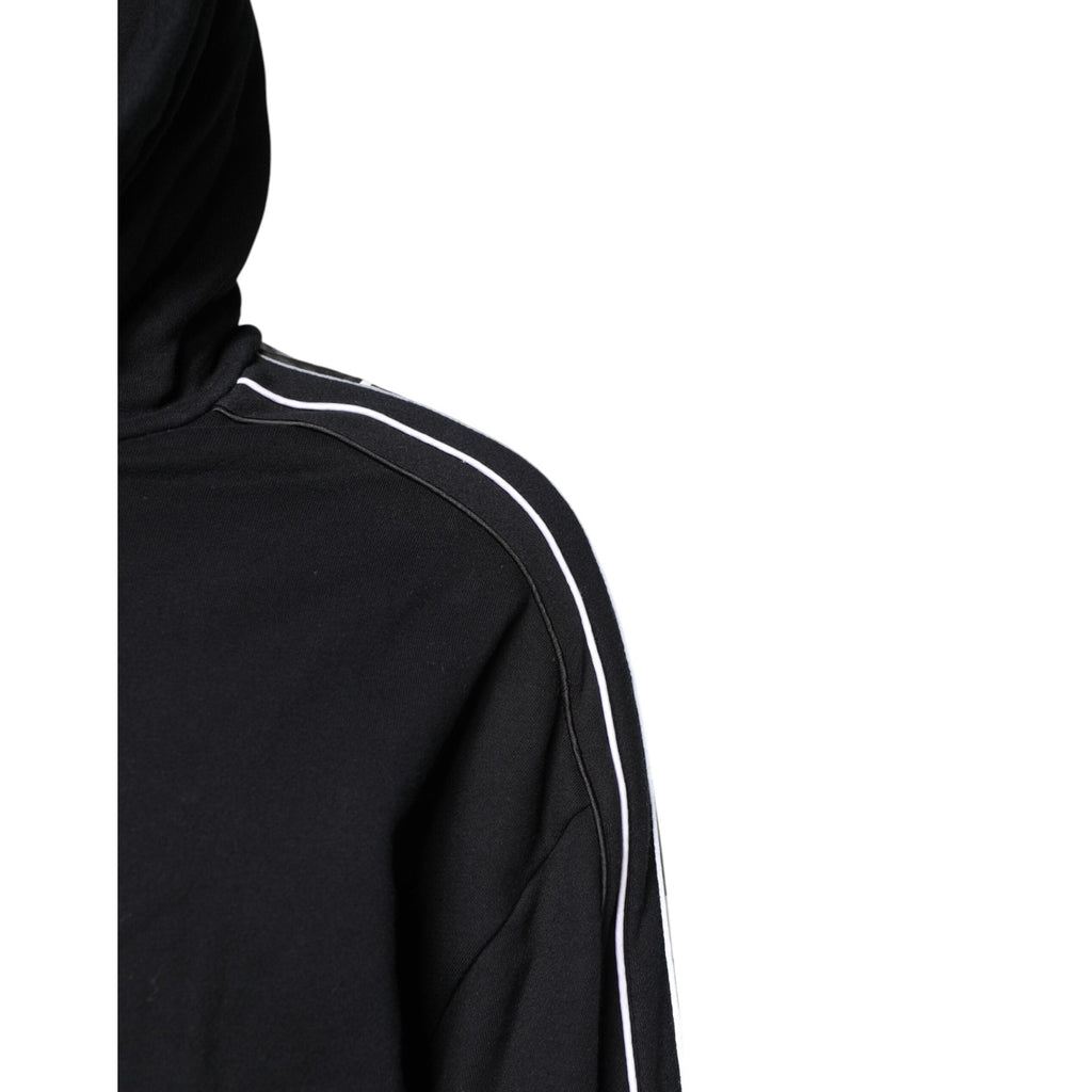 Dolce & Gabbana Black Cotton Logo Hooded Sweatshirt Sweater