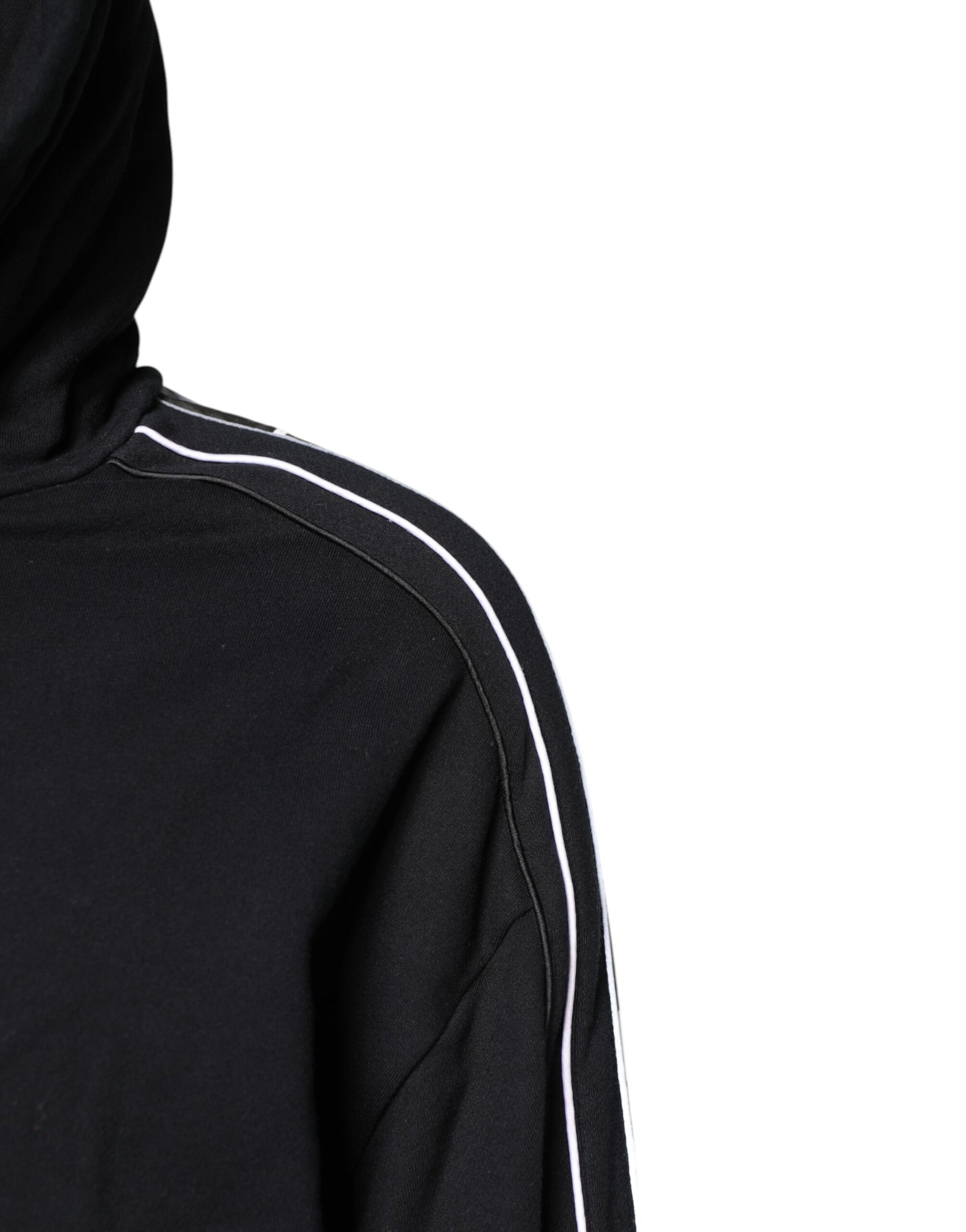 Dolce & Gabbana Black Cotton Logo Hooded Sweatshirt Sweater Dolce & Gabbana