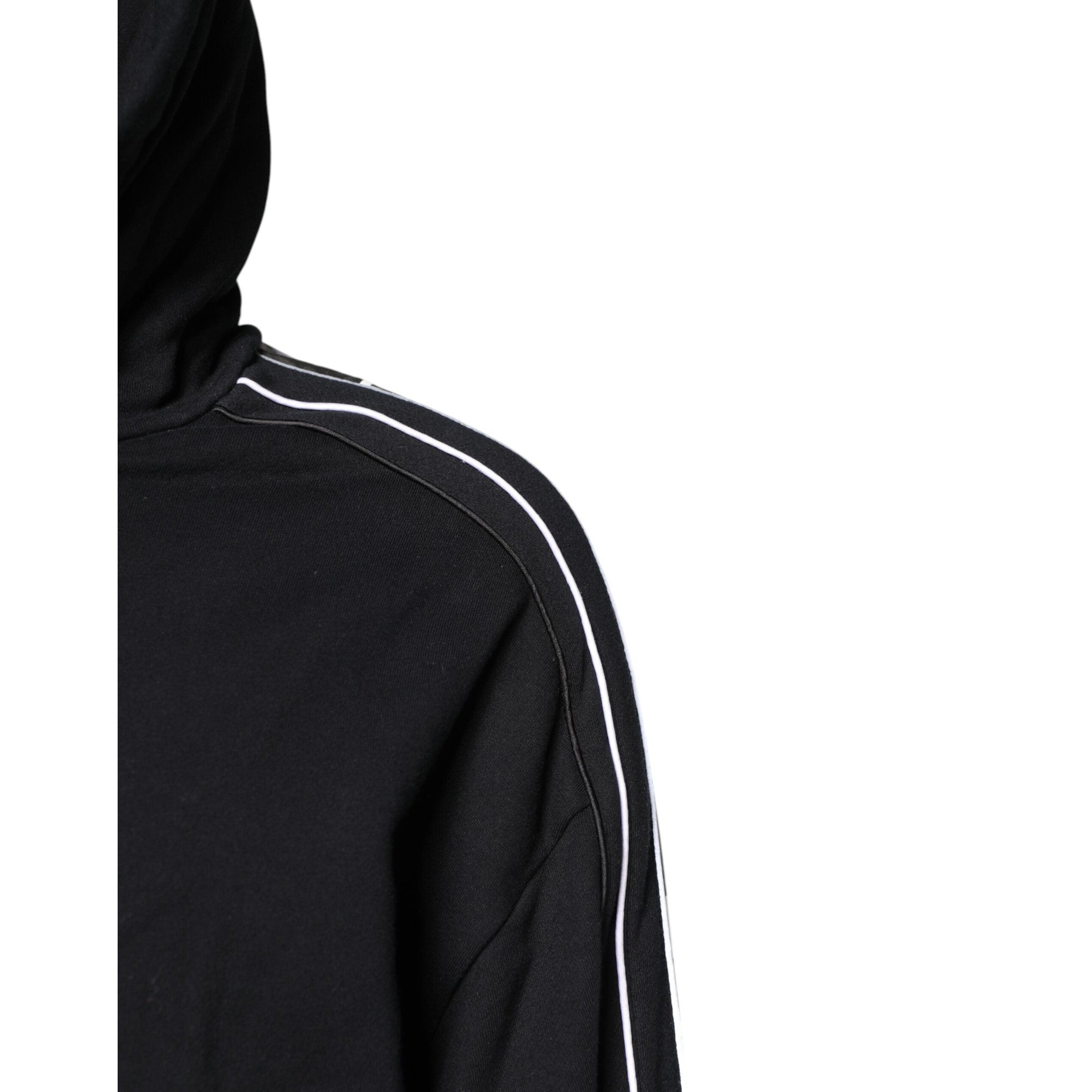 Dolce & Gabbana Black Cotton Logo Hooded Sweatshirt Sweater