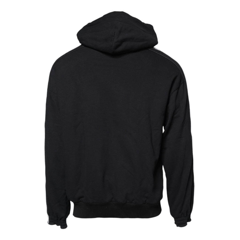 Dolce & Gabbana Black Cotton Logo Hooded Sweatshirt Sweater