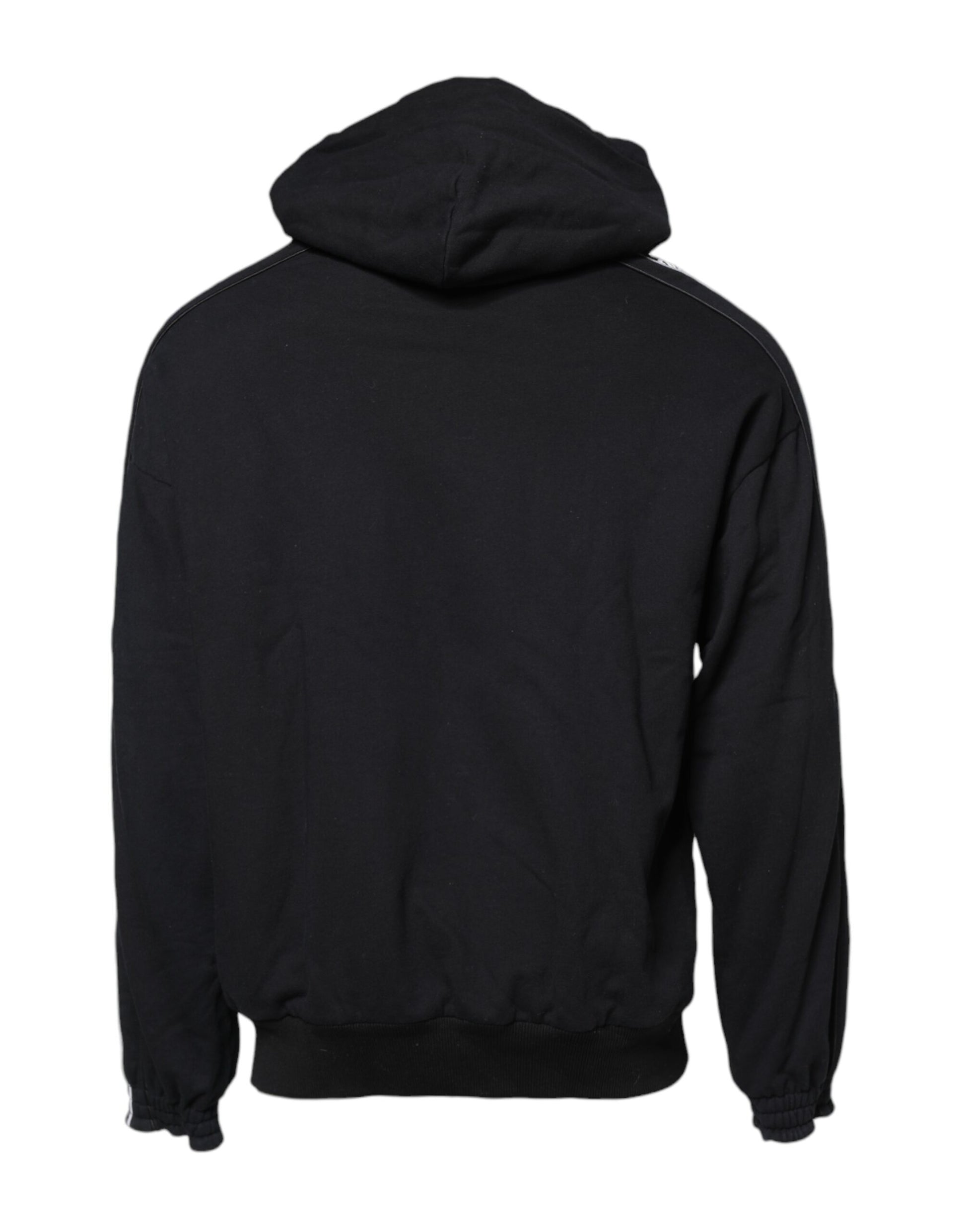 Dolce & Gabbana Black Cotton Logo Hooded Sweatshirt Sweater Dolce & Gabbana